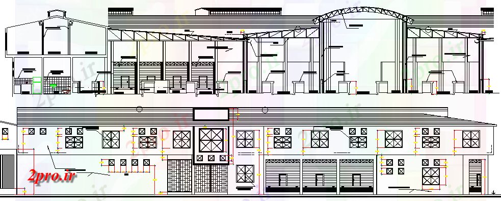 دانلود نقشه ساختمان دولتی ، سازمانی معماری طراحی دولت موزه نمای 50 در 51 متر (کد62970)