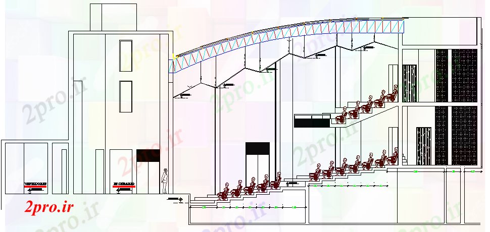 دانلود نقشه ساختمان دولتی ، سازمانی سالن سالن طراحی نمای 25 در 31 متر (کد62976)