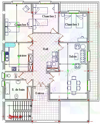 دانلود نقشه هایپر مارکت - مرکز خرید - فروشگاه سالن معماری طرحی بندی و نمای 12 در 16 متر (کد62984)