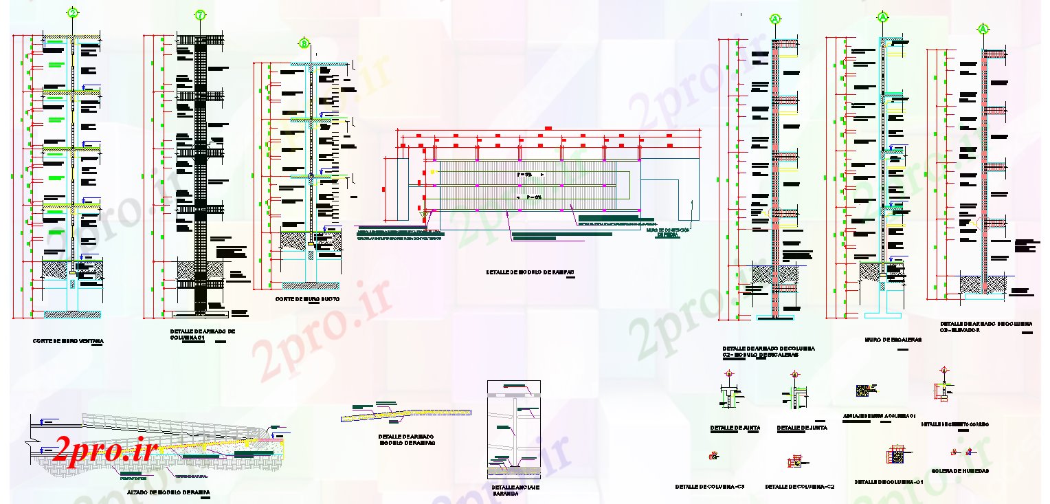 دانلود نقشه پلان مقطعی نما و طرحی ساختار (کد62985)