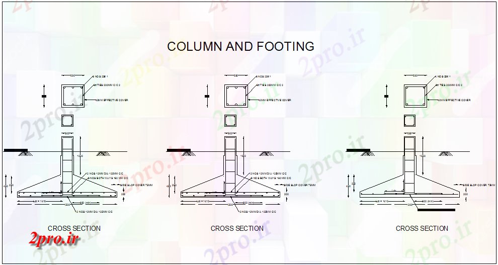 دانلود نقشه ستون دیدگاه ساختاری ستون و جای پای مدرسه ساخت (کد63018)