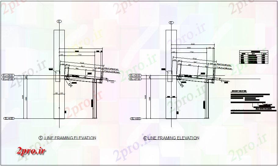 دانلود نقشه جزئیات ساختار خط  نما فریم با پرتو و ستون    (کد63065)