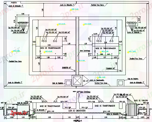 دانلود نقشه معماری قدرت پست برق طراحی معماری و  نمای  (کد63094)