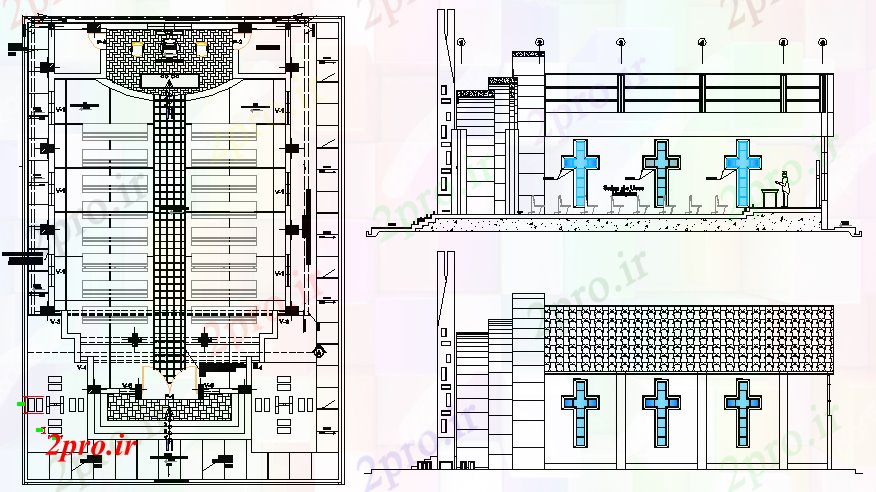 دانلود نقشه کلیسا - معبد - مکان مذهبی کلیسای طراحی معماری و  (کد63096)