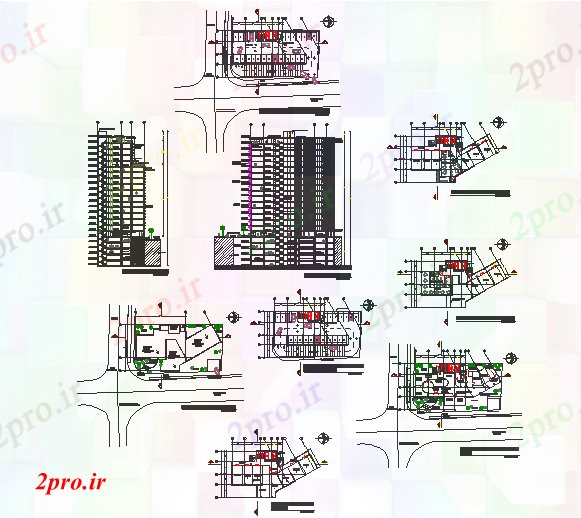 دانلود نقشه ساختمان مرتفعساخت و ساز در زمین کوچک 25 در 45 متر (کد63123)
