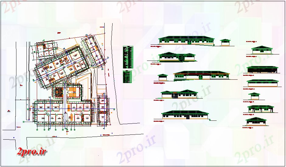 دانلود نقشه بیمارستان - درمانگاه - کلینیک طرحی و نما نظر بیمارستان مشخصات 42 در 49 متر (کد63168)