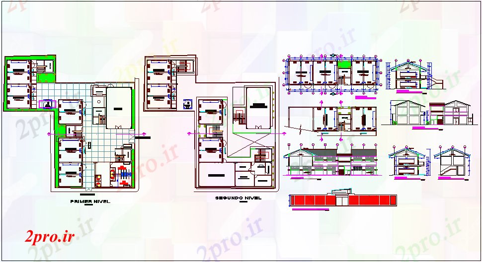 دانلود نقشه دانشگاه ، آموزشکده ، موسسه - نظر طراحی کلاژ با طرحی و نما و بخش 41 در 44 متر (کد63174)