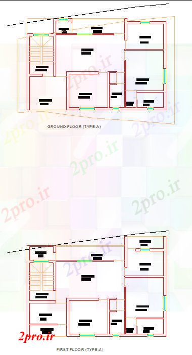 دانلود نقشه مسکونی ، ویلایی ، آپارتمان دوبلکس Type_A 9 در 13 متر (کد63178)