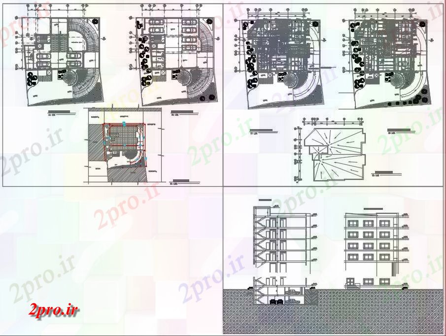 دانلود نقشه مسکونی  ، ویلایی ، آپارتمان  مسکونی  طرحی های پیچیده (کد63217)