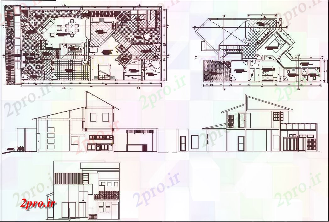 دانلود نقشه مسکونی ، ویلایی ، آپارتمان تنها خانه و خانواده 10 در 20 متر (کد63219)