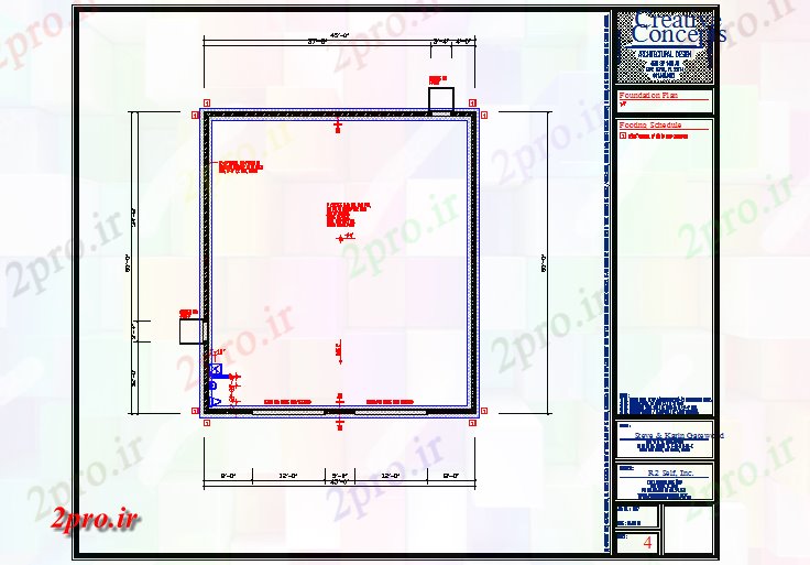 دانلود نقشه جزئیات پایه طرحی بنیاد یک خانه مسکونی (کد63267)
