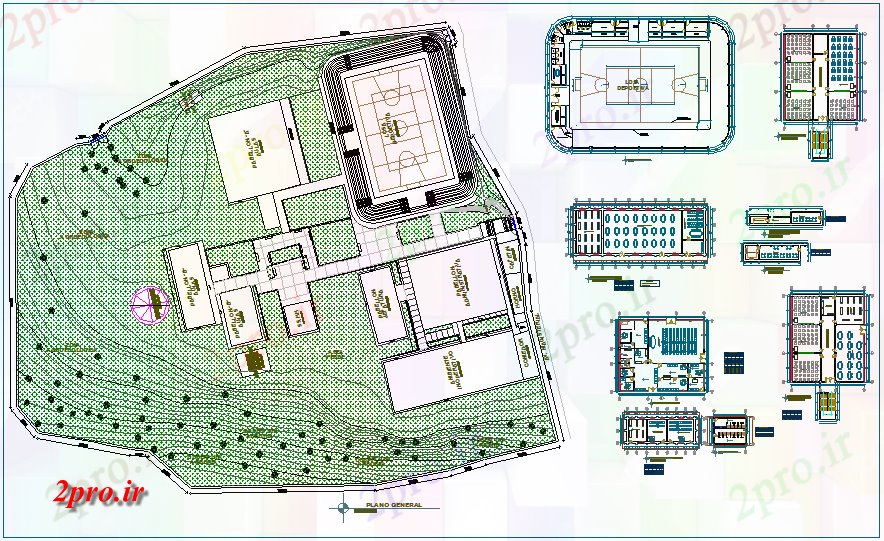 دانلود نقشه دانشگاه ، آموزشکده ، موسسه - آموزش و پرورش عالی موسسه چشم انداز با طرحی های مختلف از کولاژ 31 در 55 متر (کد63288)