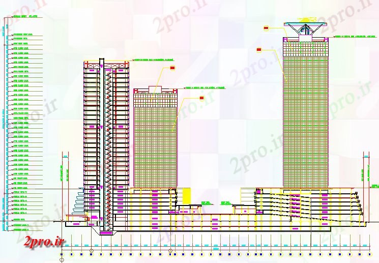 دانلود نقشه ساختمان مرتفعمدرن نمای طراحی ساختمان (کد63294)