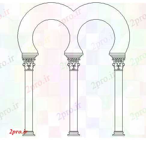دانلود نقشه جزئیات ساخت و ساز ستون قوس دار نمای (کد63295)