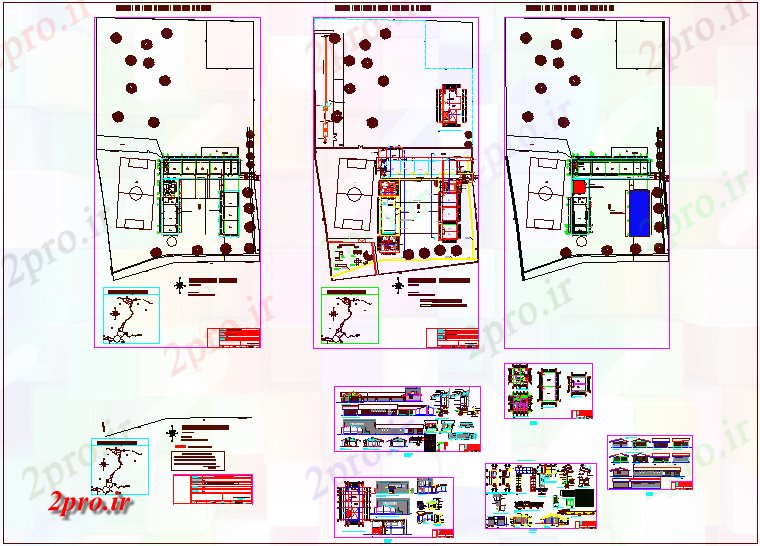 دانلود نقشه دانشگاه ، آموزشکده ، مدرسه ، هنرستان ، خوابگاه - طرحی و نما نظر مدرسه با جزئیات ساختاری 32 در 33 متر (کد63321)