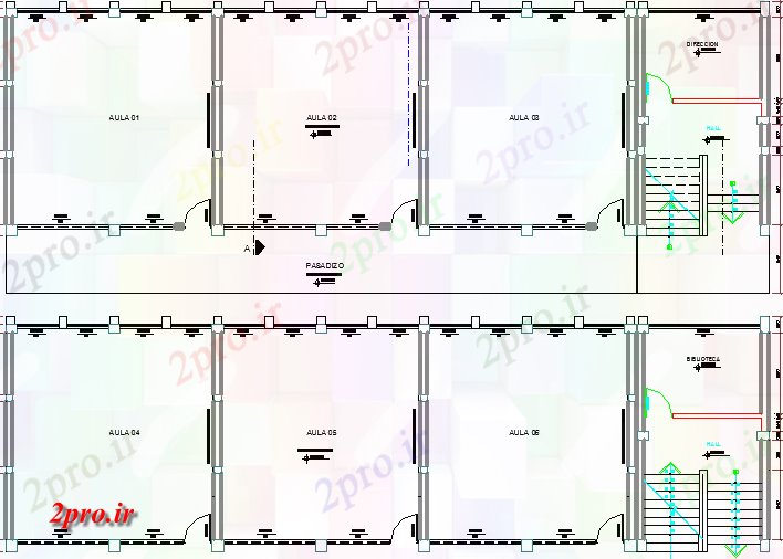 دانلود نقشه دانشگاه ، آموزشکده ، مدرسه ، هنرستان ، خوابگاه - مدرسه معماری طراحی 7 در 26 متر (کد63341)