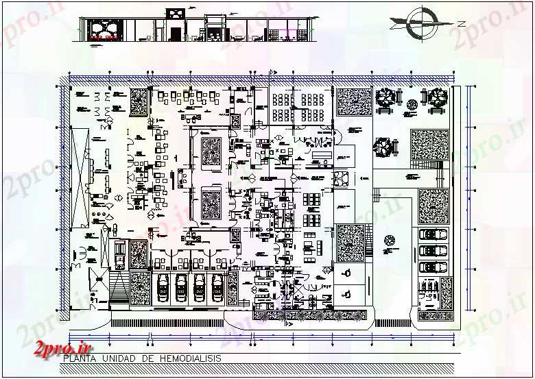 دانلود نقشه بیمارستان - درمانگاه - کلینیک طرحی واحد سجاف dialyses بیمارستان با نما 36 در 58 متر (کد63374)