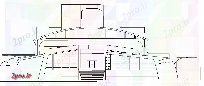 دانلود نقشه تئاتر چند منظوره - سینما - سالن کنفرانس - سالن همایشچندگانه تئاتر طراحی معماری و نمای 95 در 135 متر (کد63377)