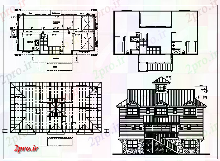 دانلود نقشه مسکونی ، ویلایی ، آپارتمان طرحی طبقه داخلی و بیرونی نما یک خانه 6 در 14 متر (کد63460)