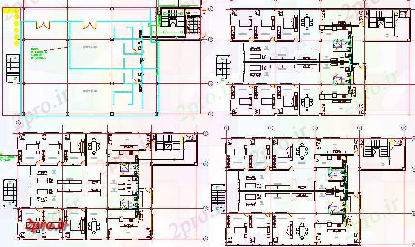 دانلود نقشه مسکونی  ، ویلایی ، آپارتمان  اطلاعات  ساختمان مسکونی پنج سطح ساختار  (کد63491)