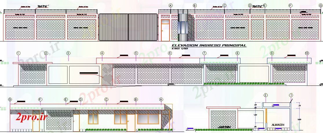 دانلود نقشه کارخانه صنعتی  ، کارگاه ماهی پردازش طراحی محصول و نما و بخش جزئیات  (کد63502)