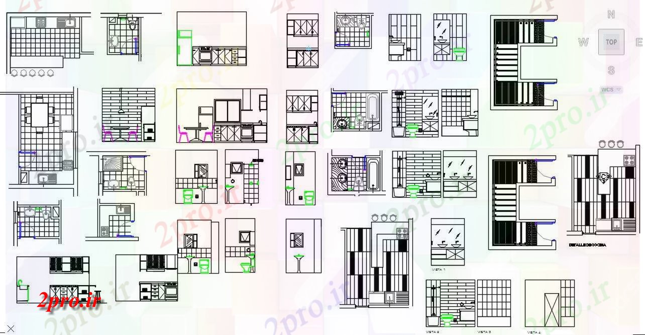 دانلود نقشه  خانه مسکونی ، ویلاجزئیات داخلی  (کد63511)