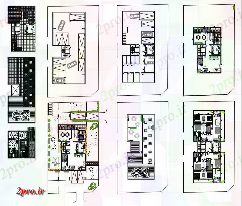 دانلود نقشه مسکونی  ، ویلایی ، آپارتمان  آپارتمان چند طرح (کد63517)