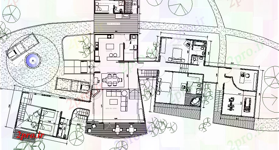 دانلود نقشه مسکونی ، ویلایی ، آپارتمان درخت خانه طراحی معماری و جزئیات ساختار 14 در 35 متر (کد63533)
