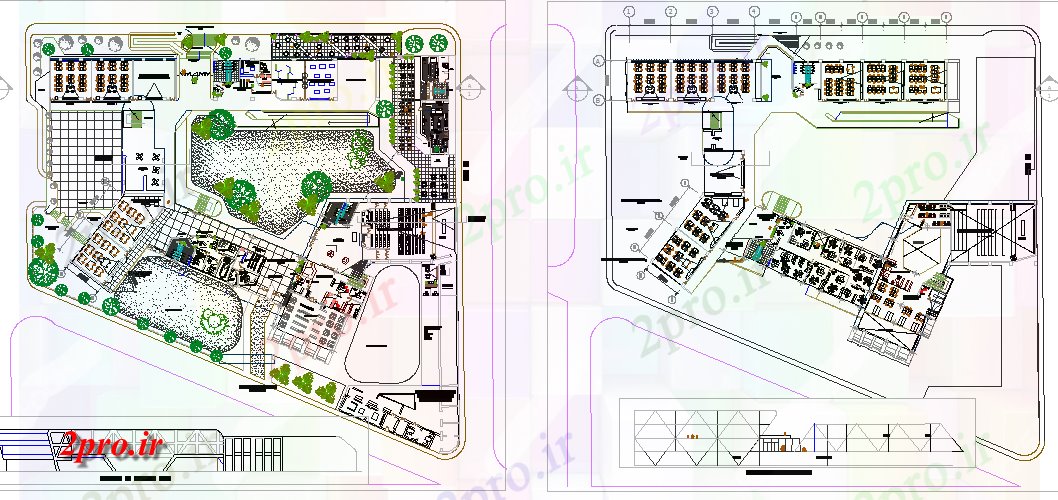 دانلود نقشه مسکونی ، ویلایی ، آپارتمان مدرسه معماری طرحی بندی بخش و نمای 115 در 120 متر (کد63548)