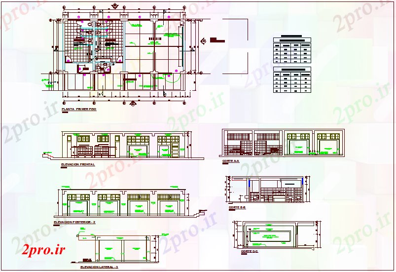 دانلود نقشه دانشگاه ، آموزشکده ، مدرسه ، هنرستان ، خوابگاه - طرحی اتاق کلاس برای مدرسه با مقطعی و نما و درب و با برنامه 9 در 20 متر (کد63557)