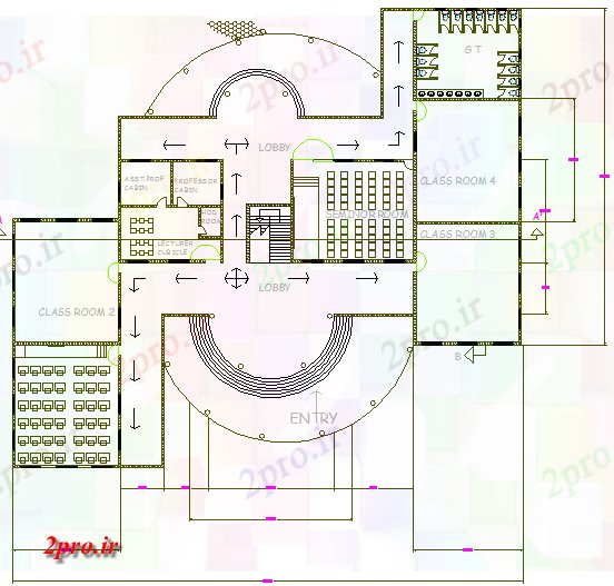 دانلود نقشه دانشگاه ، آموزشکده ، مدرسه ، هنرستان ، خوابگاه - معماری مدرسه ساختار طراحی و بخش جزئیات 52 در 61 متر (کد63563)