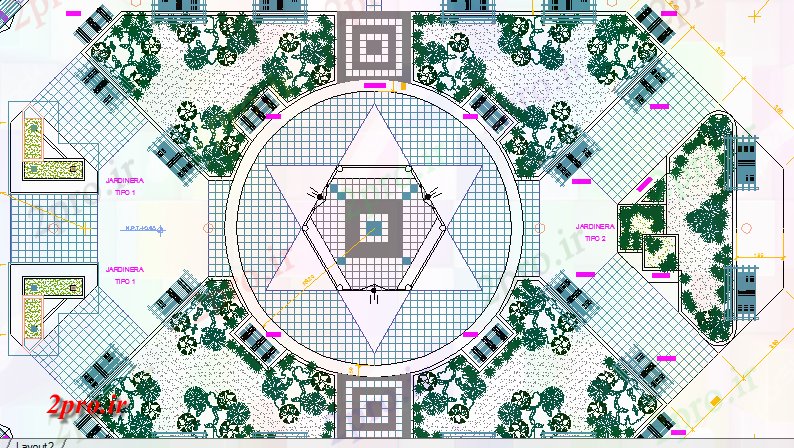 دانلود نقشه باغ باغ جزئیات ساختمان دولت نمای 18 در 31 متر (کد63603)