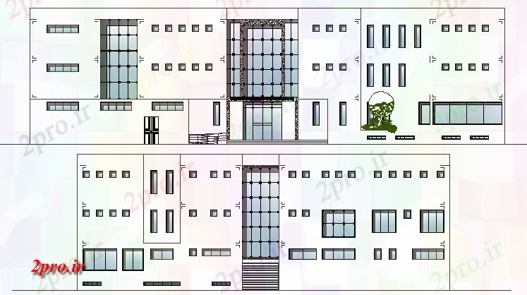 دانلود نقشه ساختمان دولتی ، سازمانی موزه معماری طرحی بندی و صفحه اصلی نمای اطلاعات 40 در 51 متر (کد63624)