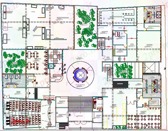 دانلود نقشه ساختمان دولتی ، سازمانی موزه معماری طرحی و جزئیات ساختار 40 در 51 متر (کد63625)