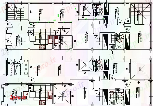 دانلود نقشه مسکونی  ، ویلایی ، آپارتمان  چند خانواده، ساختار چند طبقه مسکونی آپارتمان   (کد63653)