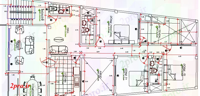 دانلود نقشه مسکونی ، ویلایی ، آپارتمان مسکن معماری با فروشگاه های طراحی و جزییات ساختار 12 در 20 متر (کد63657)