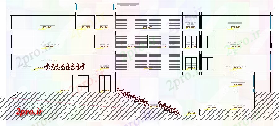 دانلود نقشه هایپر مارکت  - مرکز خرید - فروشگاه بازار طراحی معماری و بخش جزئیات  (کد63658)