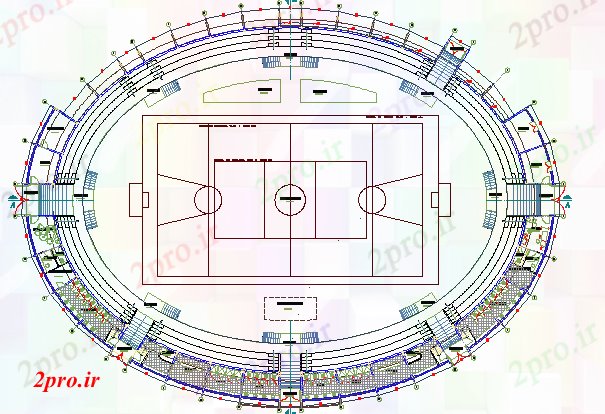 دانلود نقشه ورزشگاه ، سالن ورزش ، باشگاه سالن بزرگ معماری طرحی و ساختار (کد63679)