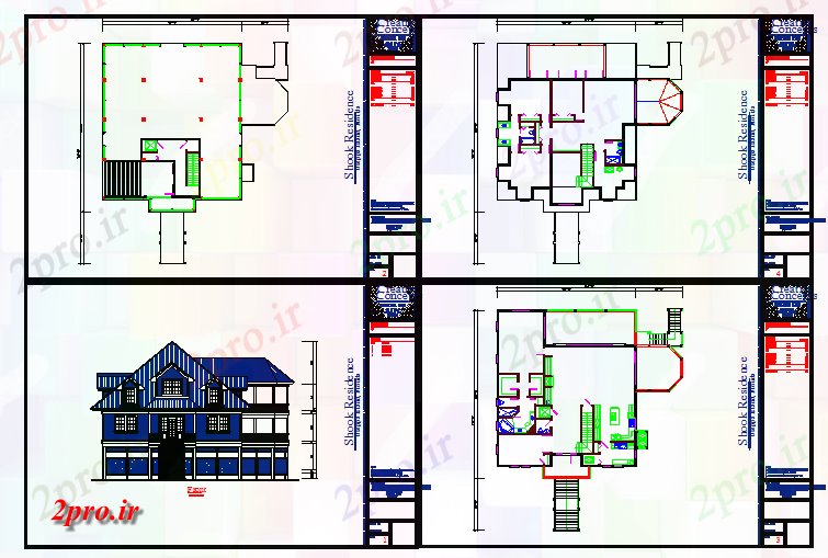 دانلود نقشه مسکونی ، ویلایی ، آپارتمان مدرن اقامت طرحی و نمای جزئیات 14 در 16 متر (کد63732)