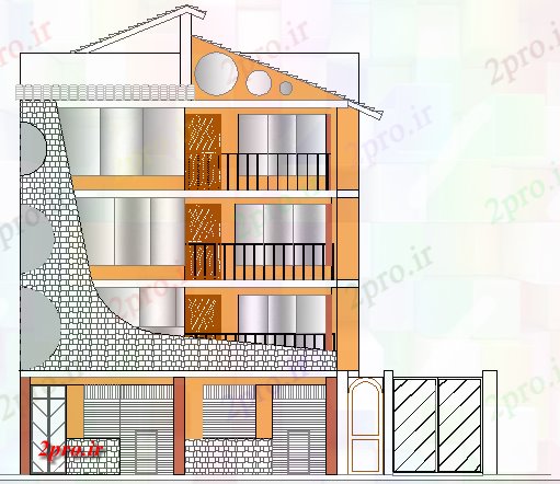 دانلود نقشه مسکونی ، ویلایی ، آپارتمان چهار طبقه خانه طراحی معماری و نمای 9 در 15 متر (کد63738)