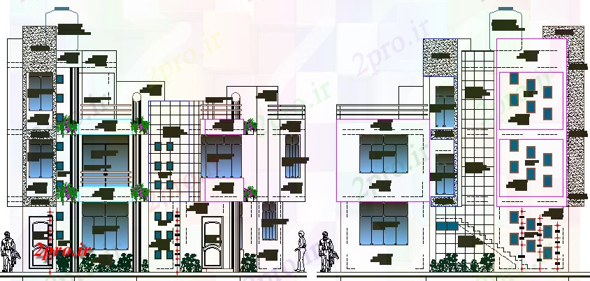 دانلود نقشه مسکونی  ، ویلایی ، آپارتمان  ساختمان مسکونی طراحی و  نمای (کد63757)