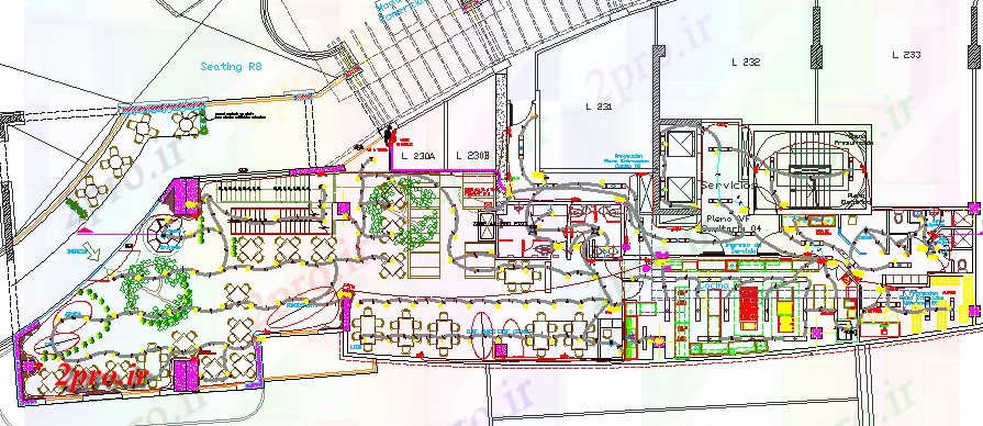 دانلود نقشه معماری مسیر امکانات الکترونیک طراحی و  نمای (کد63782)