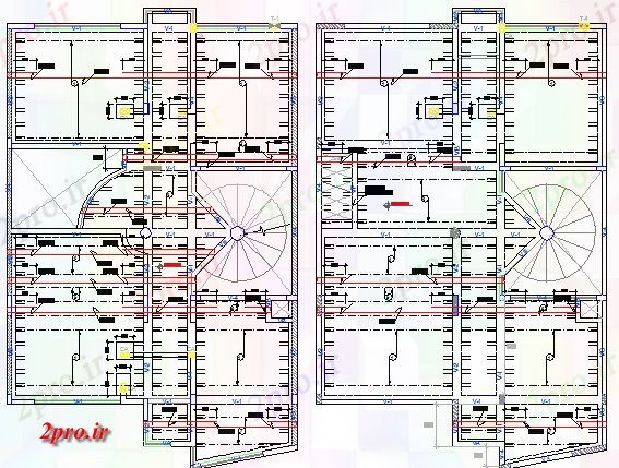 دانلود نقشه مسکونی ، ویلایی ، آپارتمان چند کف سازی مسکن طراحی و ساختار جزئیات 8 در 10 متر (کد63789)