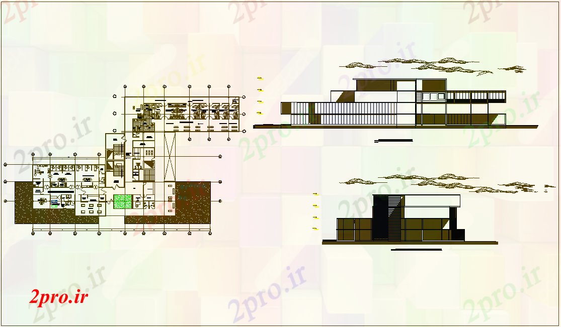 دانلود نقشه بیمارستان - درمانگاه - کلینیک کودکان طرحی بیمارستان و نما 28 در 59 متر (کد63798)