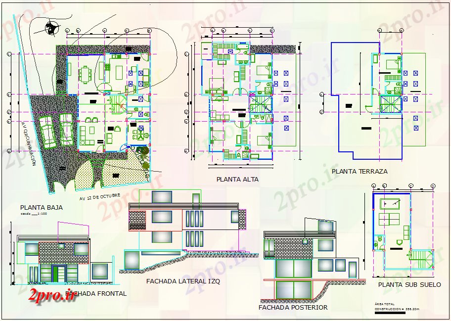 دانلود نقشه مسکونی ، ویلایی ، آپارتمان چشم انداز از خانه با نما و طرح 9 در 15 متر (کد63801)