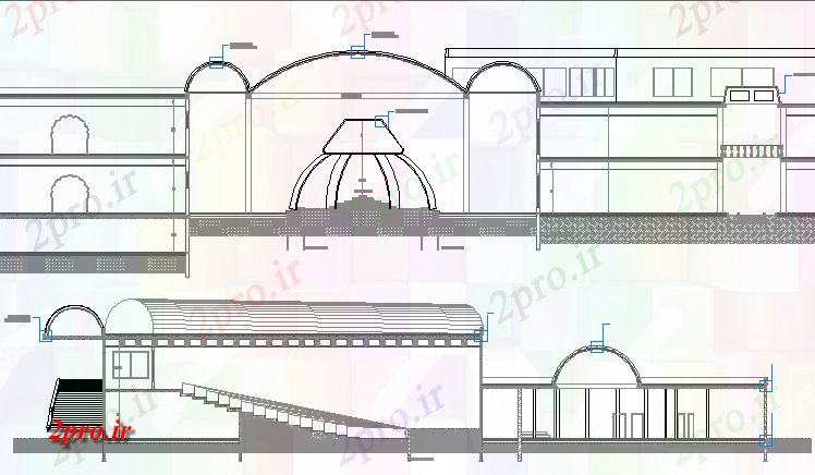دانلود نقشه کلیسا - معبد - مکان مذهبی طرحی بخش از  مرکز معماری طرحی اسلامی  (کد63820)