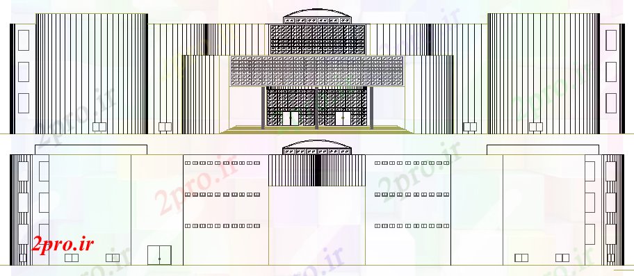 دانلود نقشه  ساختمان دولتی ، سازمانی موزه شهرستان طراحی معماری و  نمای  (کد63825)