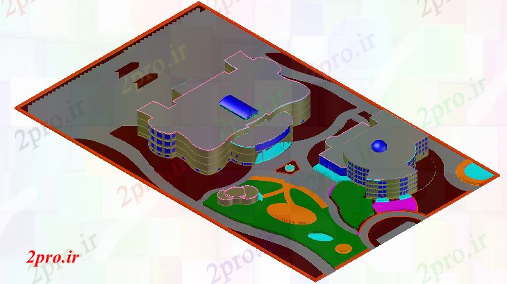 دانلود نقشه  ساختمان دولتی ، سازمانی طرحی تریدی سایت طراحی  مرکز علمی معماری طرحی  (کد63828)