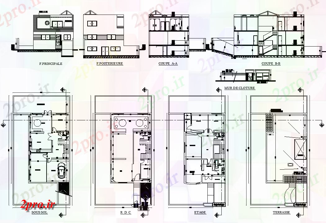 دانلود نقشه مسکونی ، ویلایی ، آپارتمان طراحی خانه و نما 13 در 16 متر (کد63861)