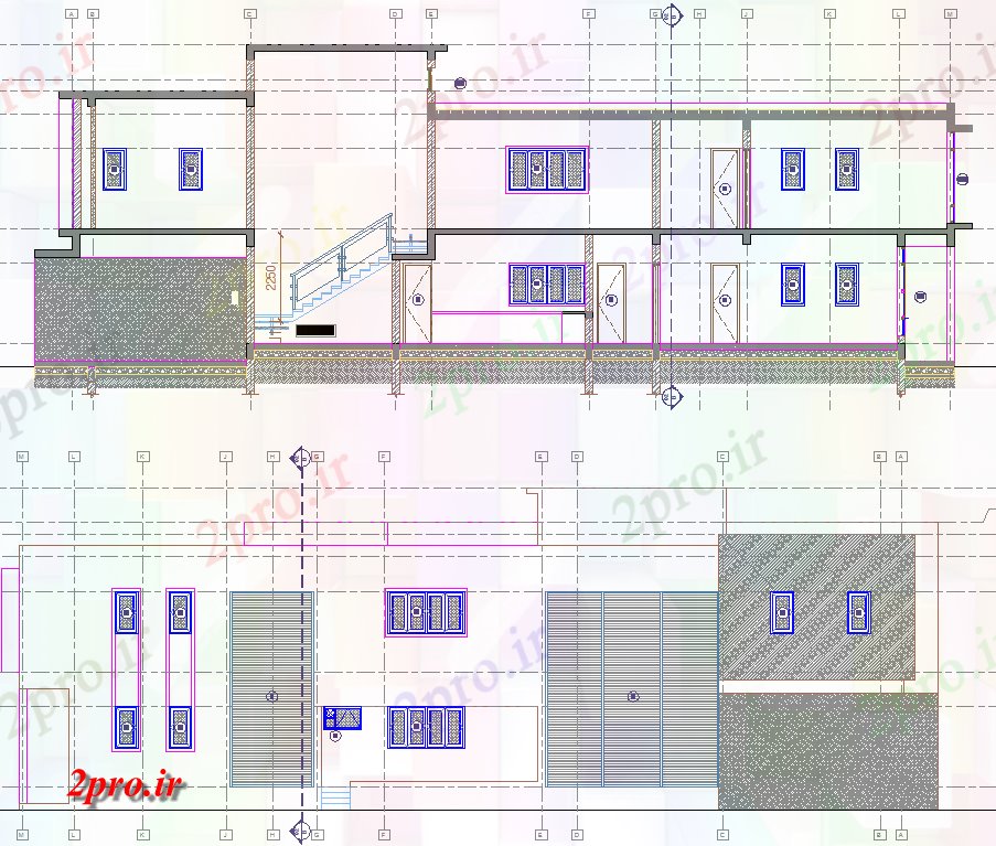 دانلود نقشه مسکونی ، ویلایی ، آپارتمان طرحی مسکن بخش و طراحی نما 11 در 24 متر (کد63908)